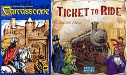 Fun board games Carcassonne and Ticket to Ride
